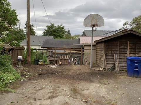 Backyard project site before landscaping improvements