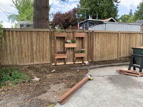 Backyard fence and hardscape project detail